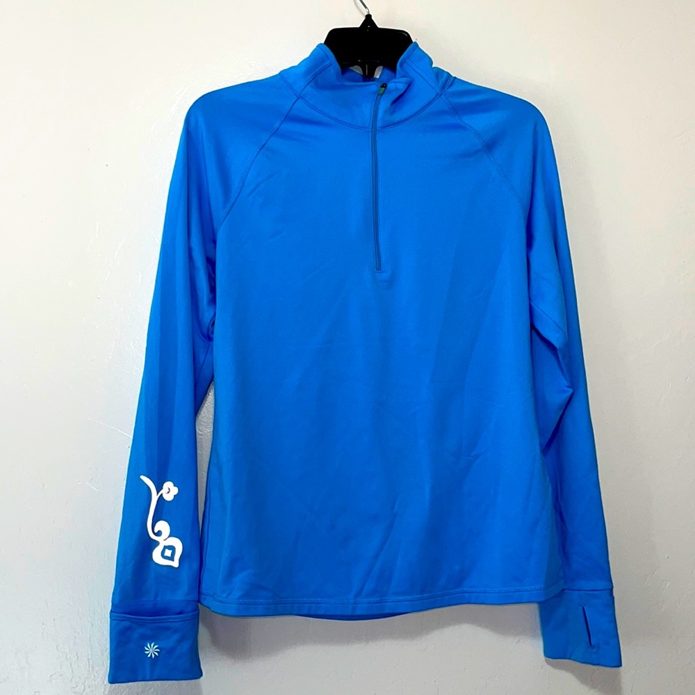 Athleta blue 1/2 zip pullover size Large